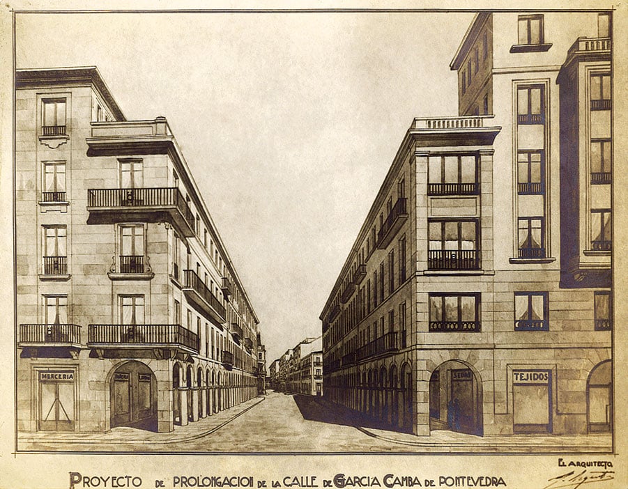 Proxecto de prolongación da rúa de García Camba, 1944